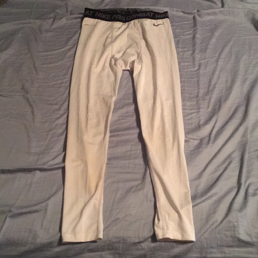 White Nike Pro Combat Leggings